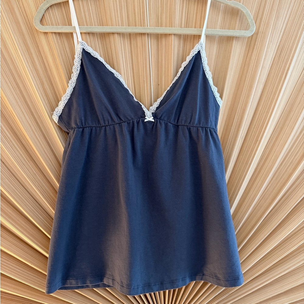 Brandy Melville blue Lace-Trim Camisole Tank Top